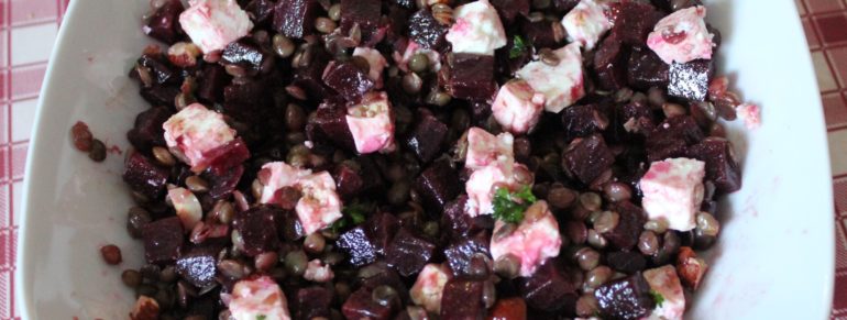 Salade de lentilles, betterave et féta
