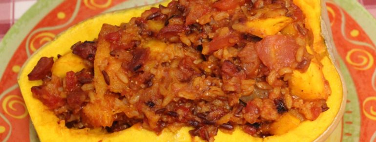 Butternut farcie au riz et chorizo