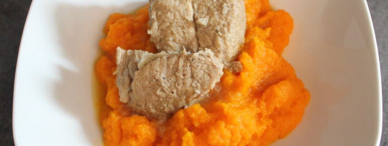 Veau mijoté aux épices et purée de carottes