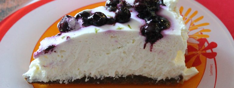 Cheesecake citron vert et myrtilles (sans cuisson)