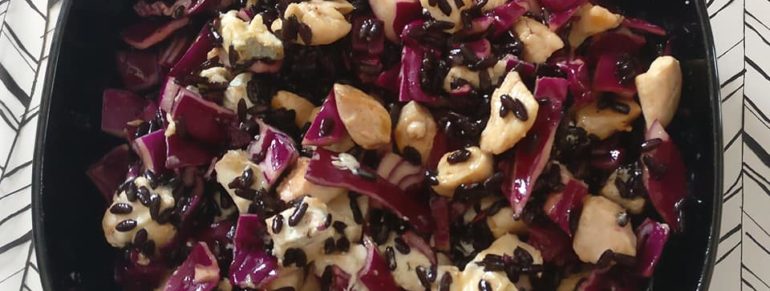 Salade de chou rouge au riz noir et gorgonzola
